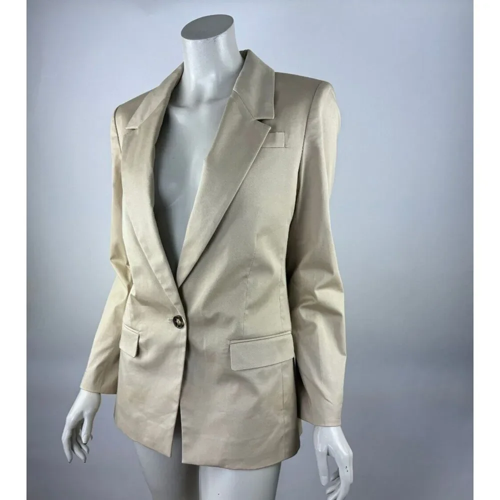J‎ Crew Willa Blazer Women 6? $198 Stretch Cotton One Button Lined Jacket BG120